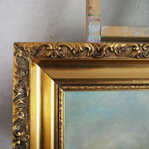 At the Water: Antique Oil on Canvas