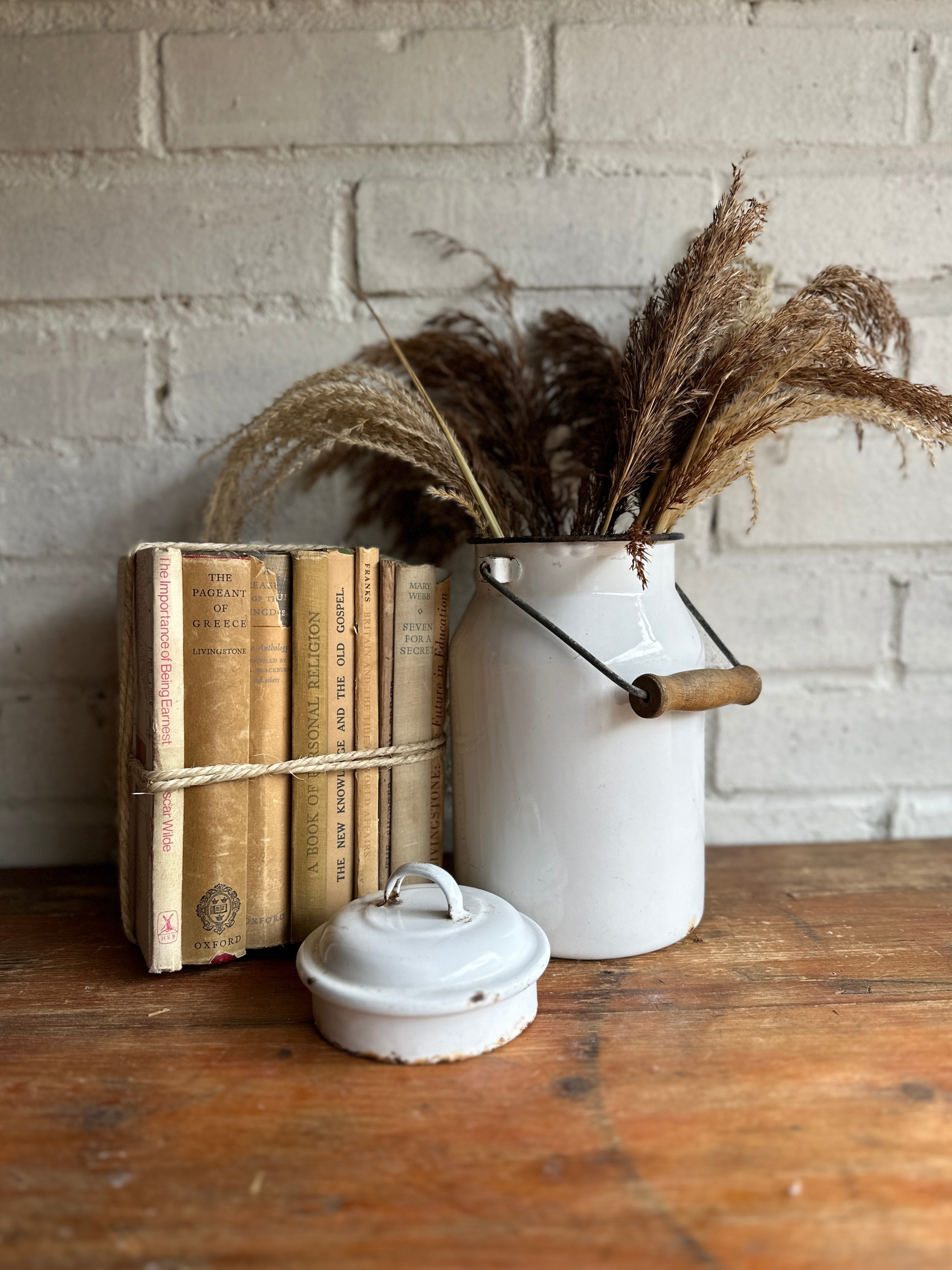 White Enamel Milk Can 2