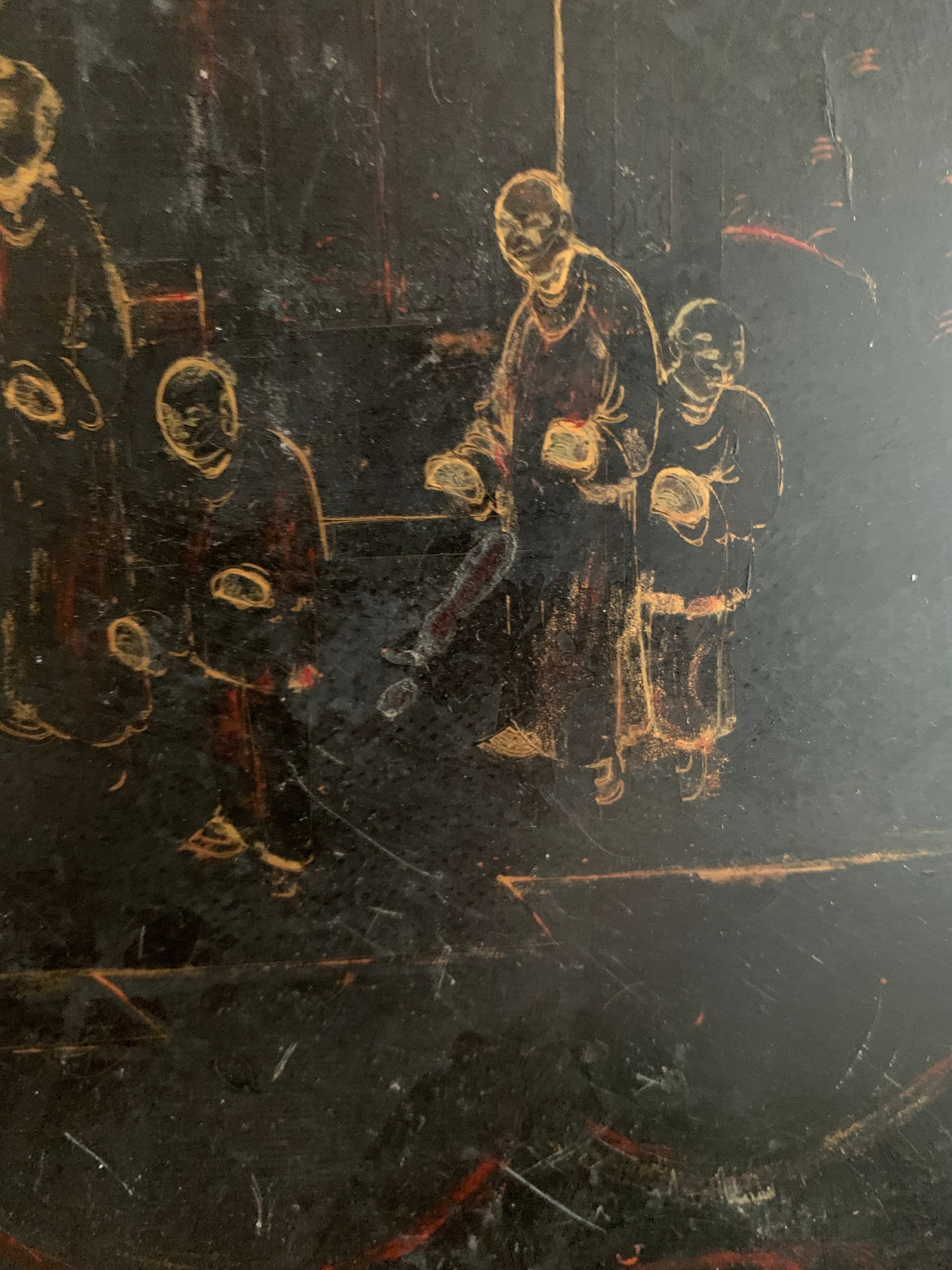 Antique Chinoisserie Papier Mache Tray