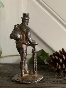 Little English Pewter Figurine -Man with Hat and Bag