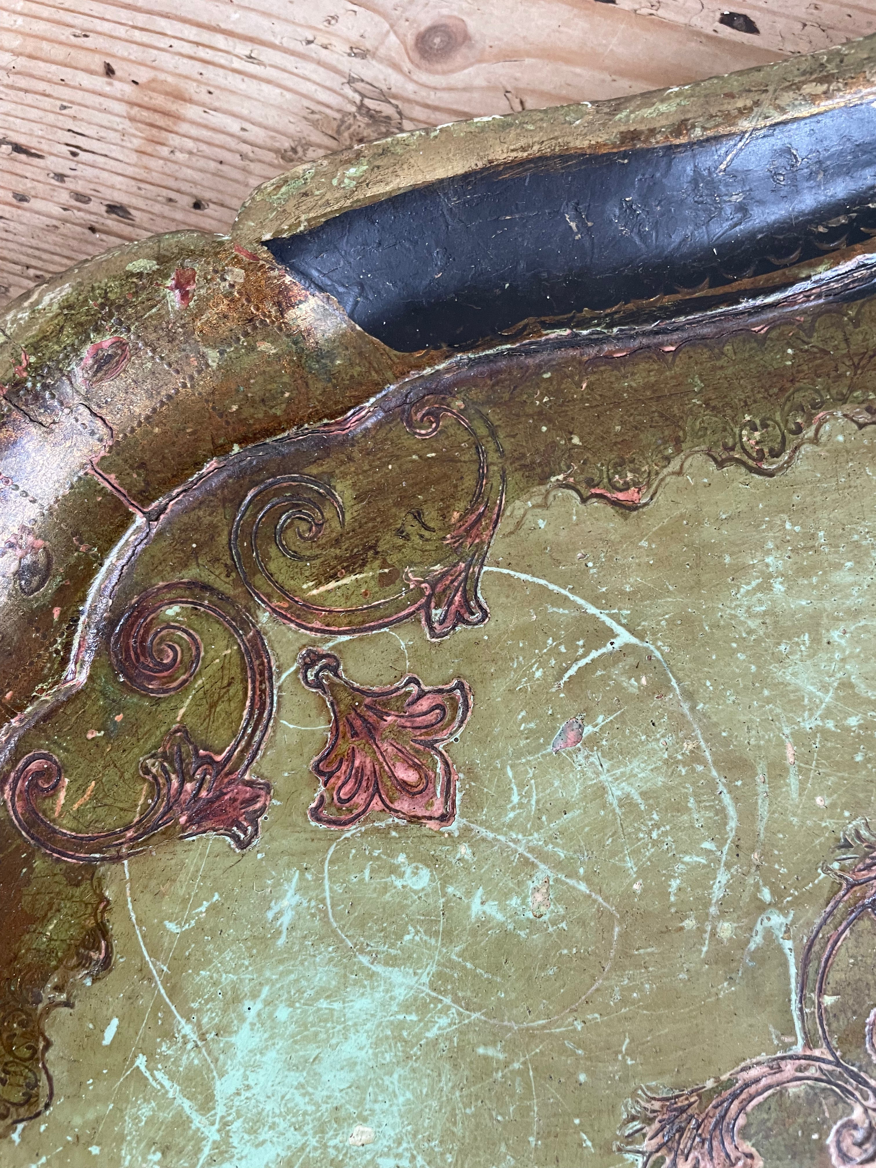 Florentine Tray with black and green florals
