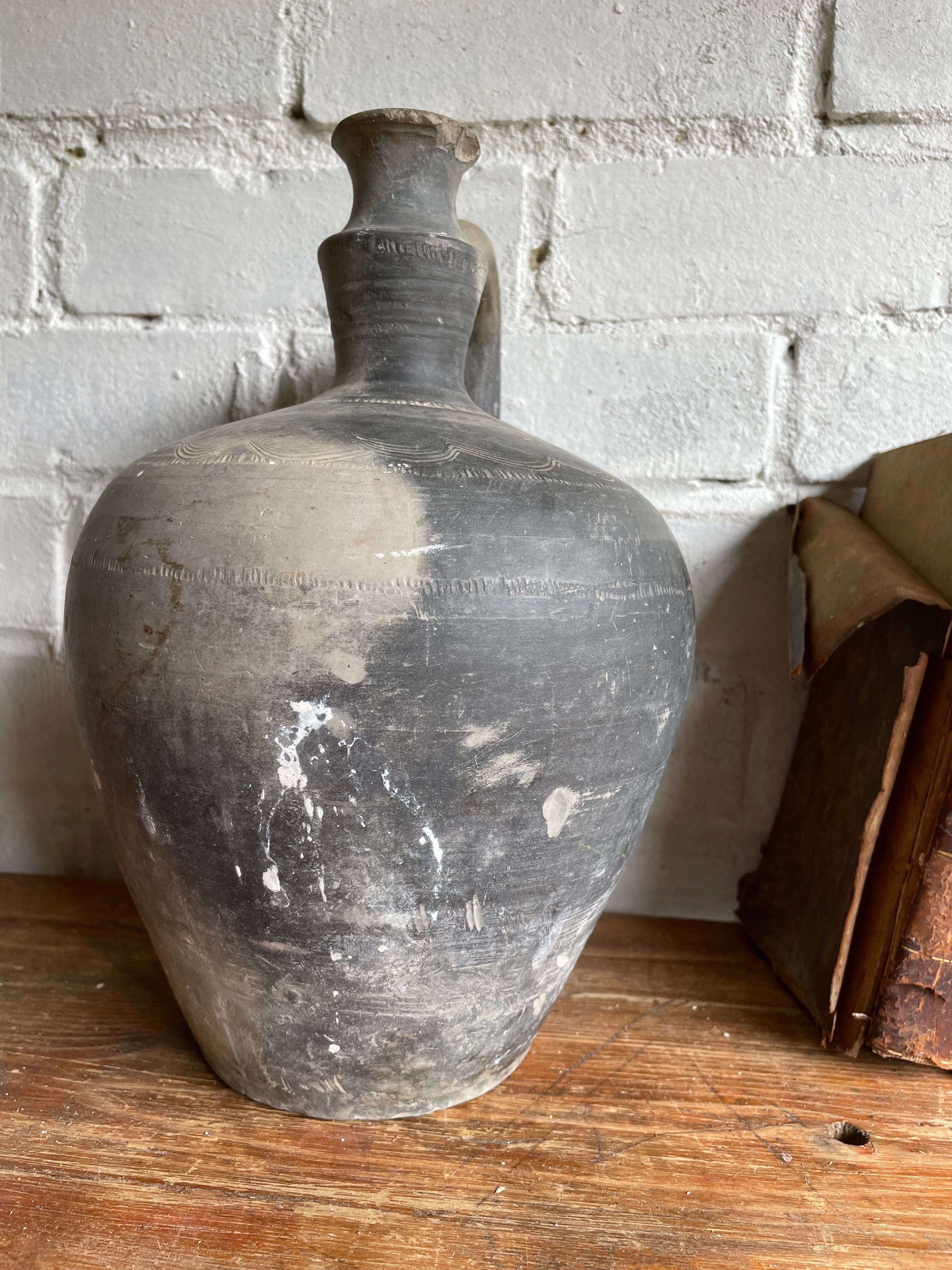 Matte Black Earthenware Vase