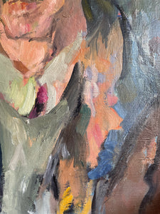 Gentleman with Glasses: French Oil on Canvas