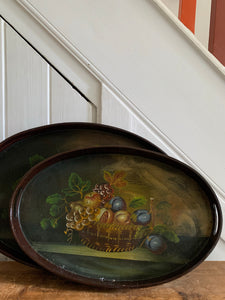 Nest of Three Trays with Hand-Painted Still-Life