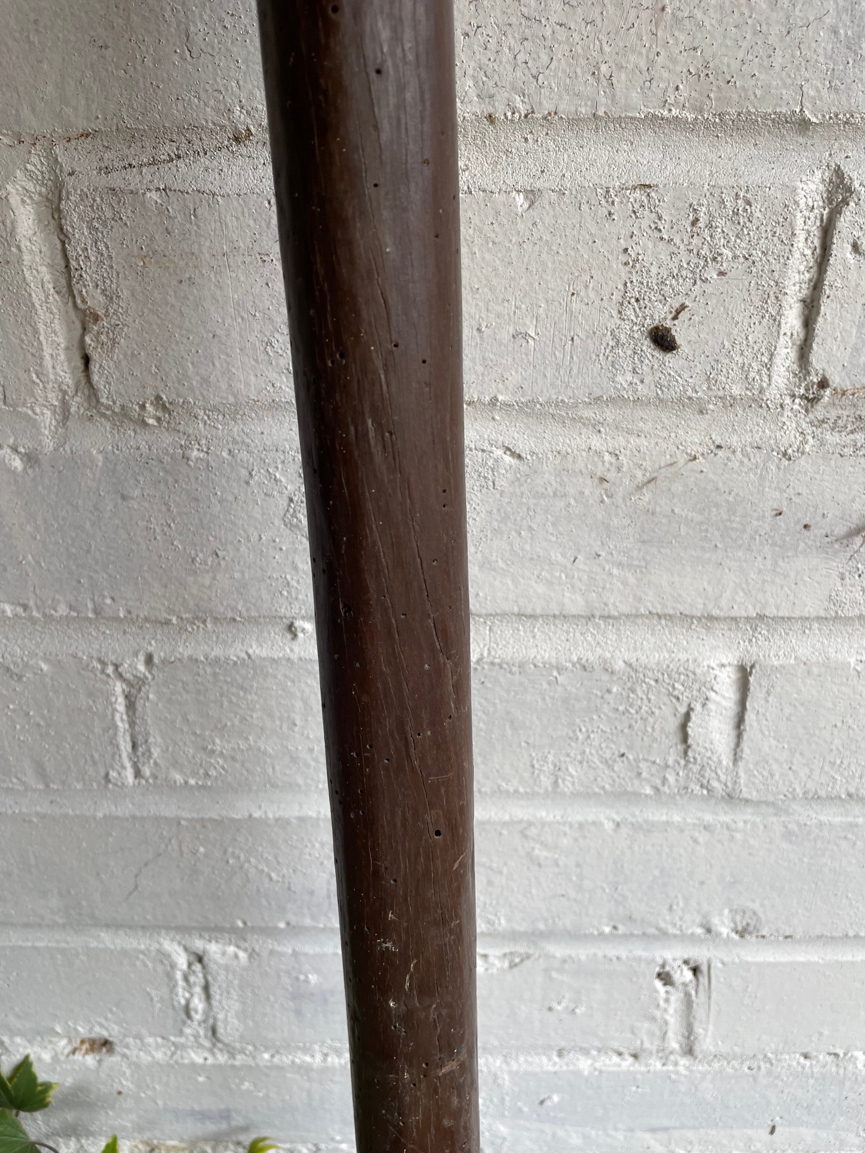Large Antique Handcarved Malt Shovel with Iron Detail
