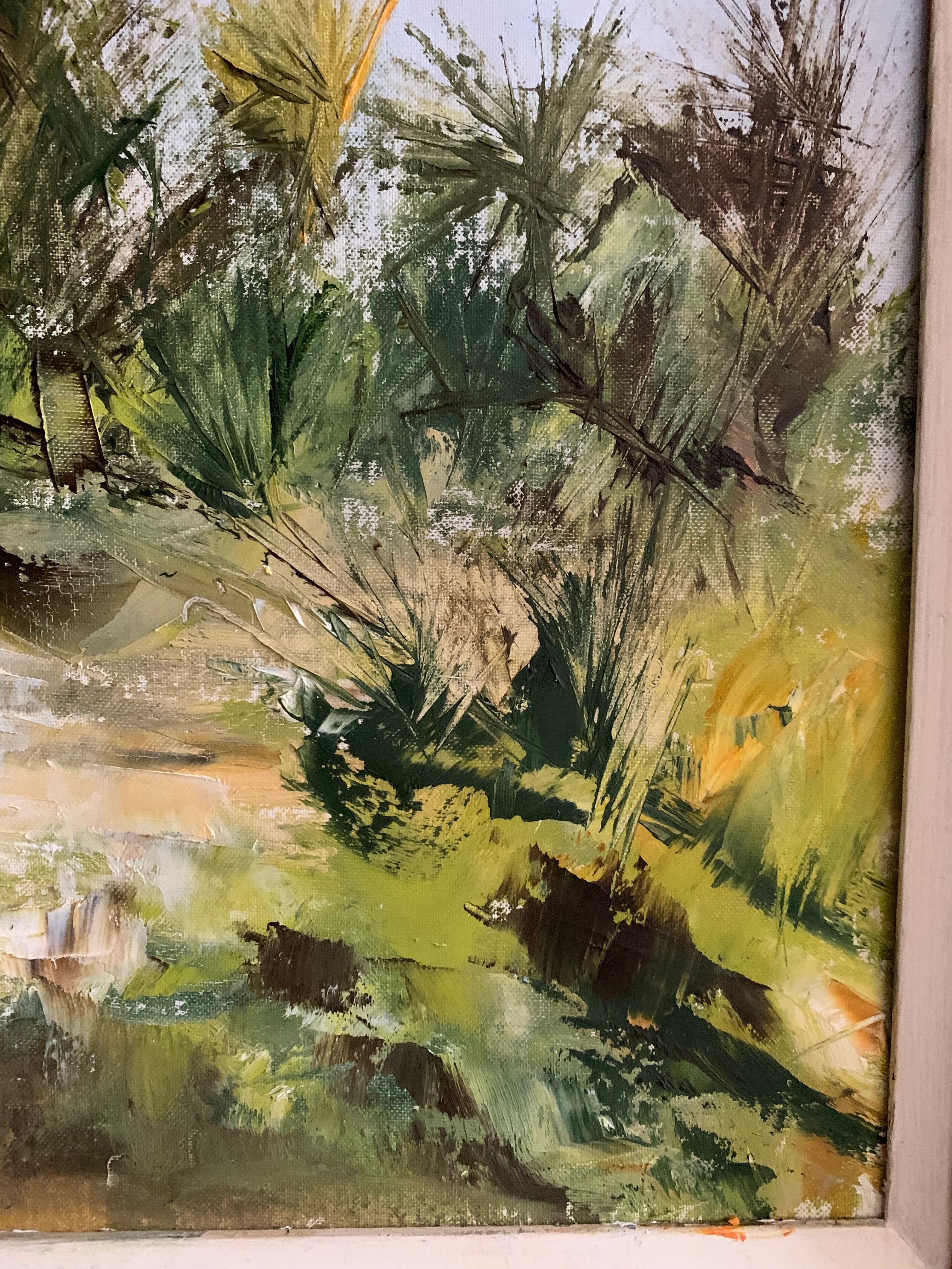 “Palm Trees” Framed Oil Painting