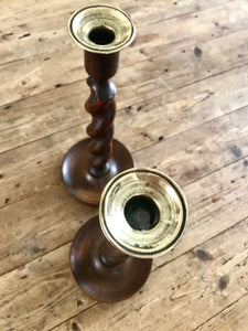 Antique Wooden Candlesticks
