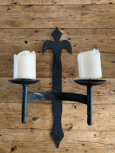 Wrought Iron Wall-Hung Candle Holder