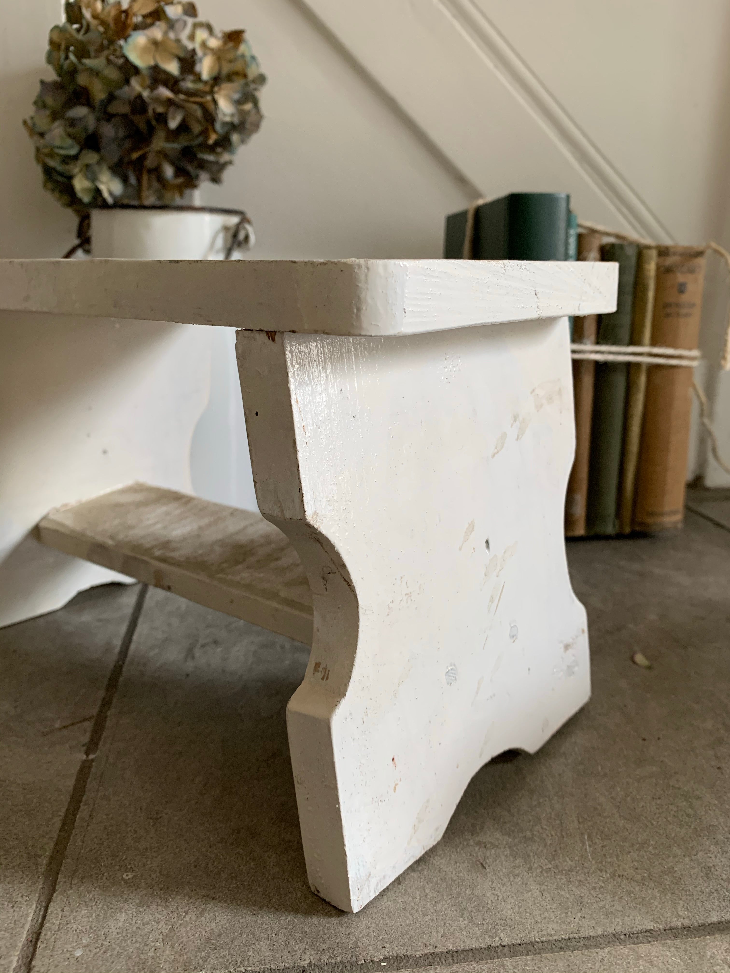 Mini Rustic White Painted Stool