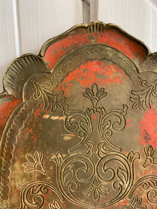 Large Muted Orange and Gold Florentine Tray