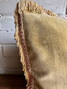 Pistachio Velvet Cushion with Fringing