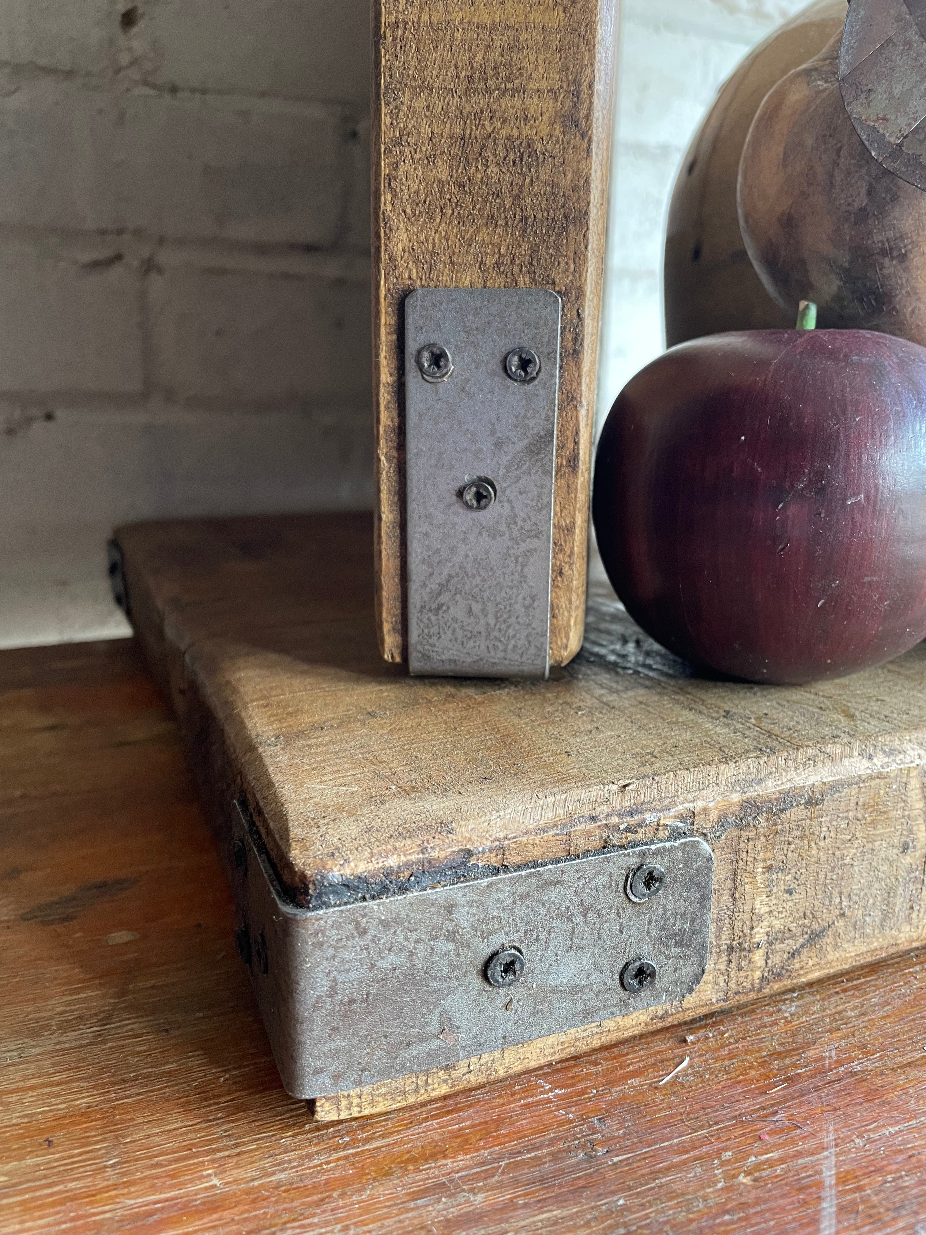 Reclaimed Oak Chopping Board/Butchers Block with Metal Corners