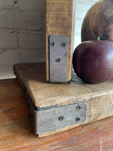 Reclaimed Oak Chopping Board/Butchers Block with Metal Corners