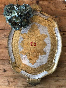 Large White and Gold Florentine Wood Gilt Tray