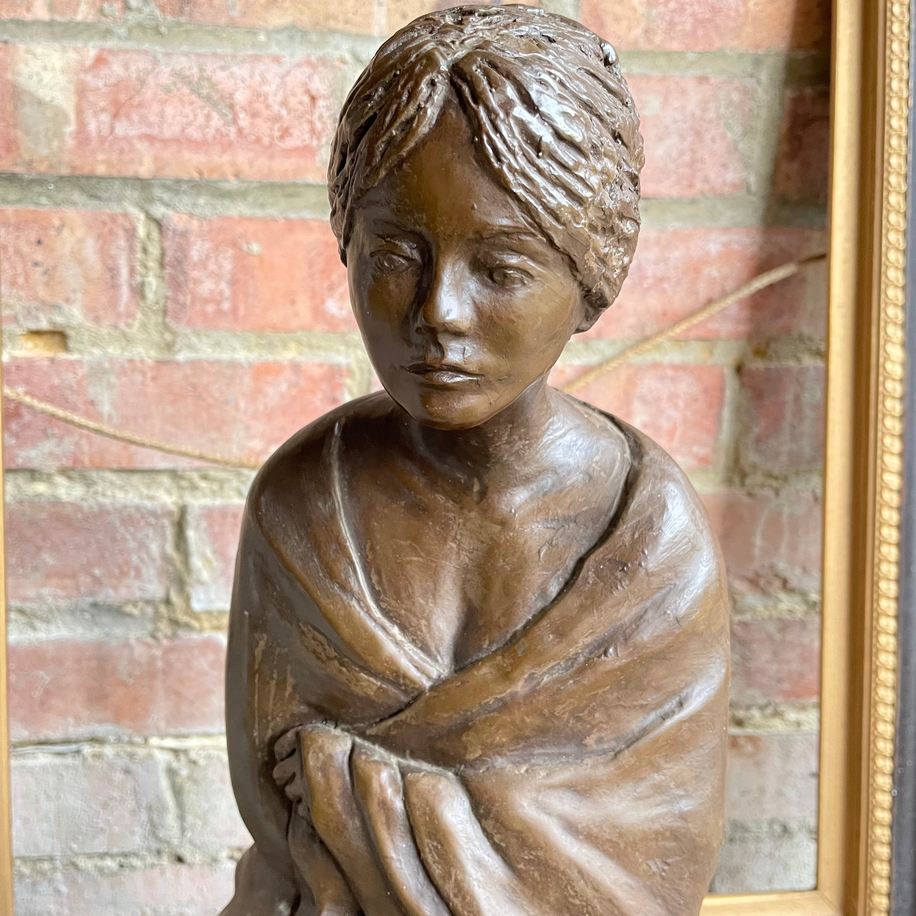 Large Resin Sculpture of a Woman in Contemplation