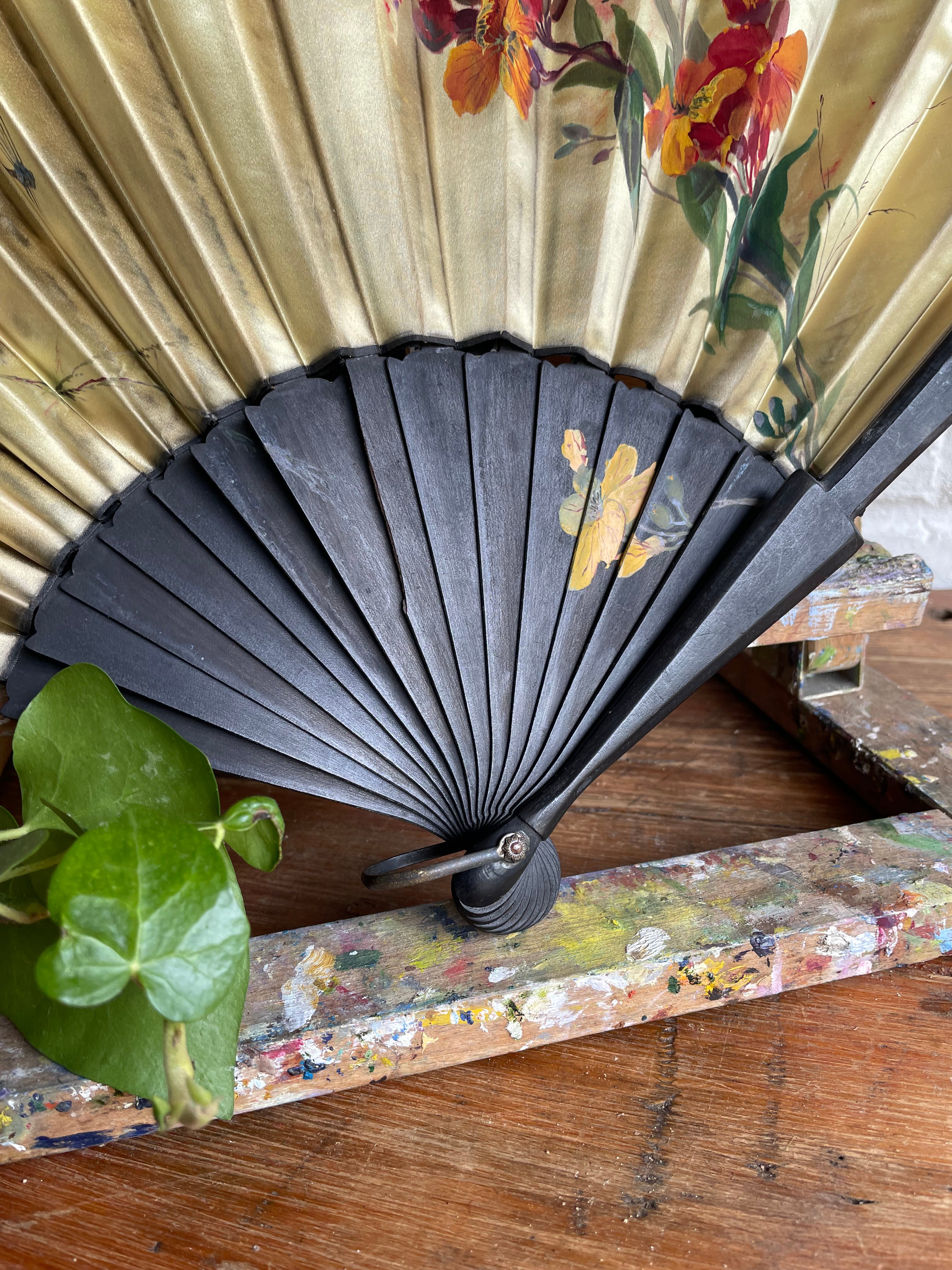 Antique Handpainted Silk Fan