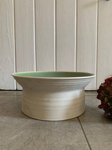 Vintage Studio Pottery Green & White Bowl