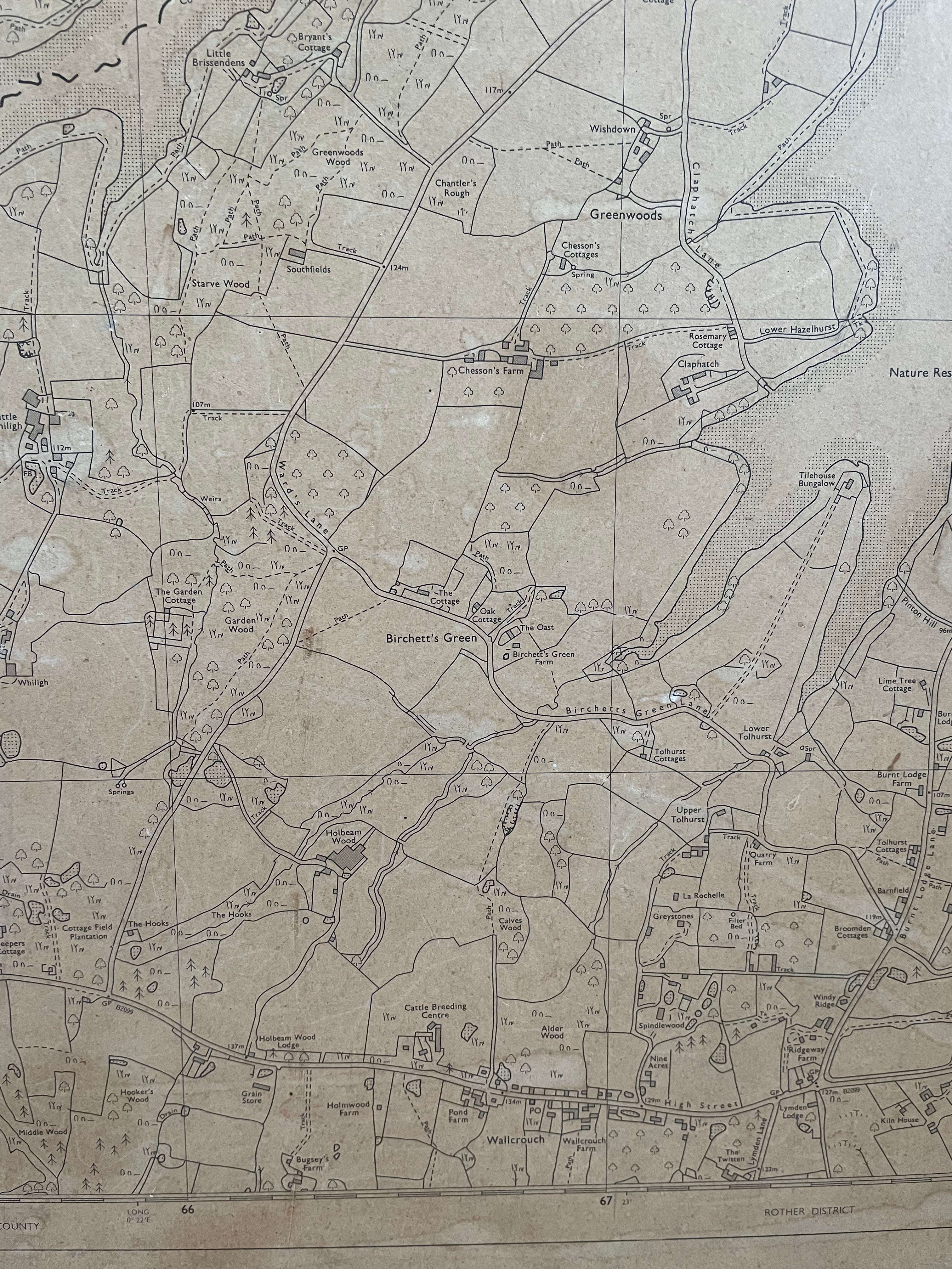 Large Faded Map of East Sussex & Kent