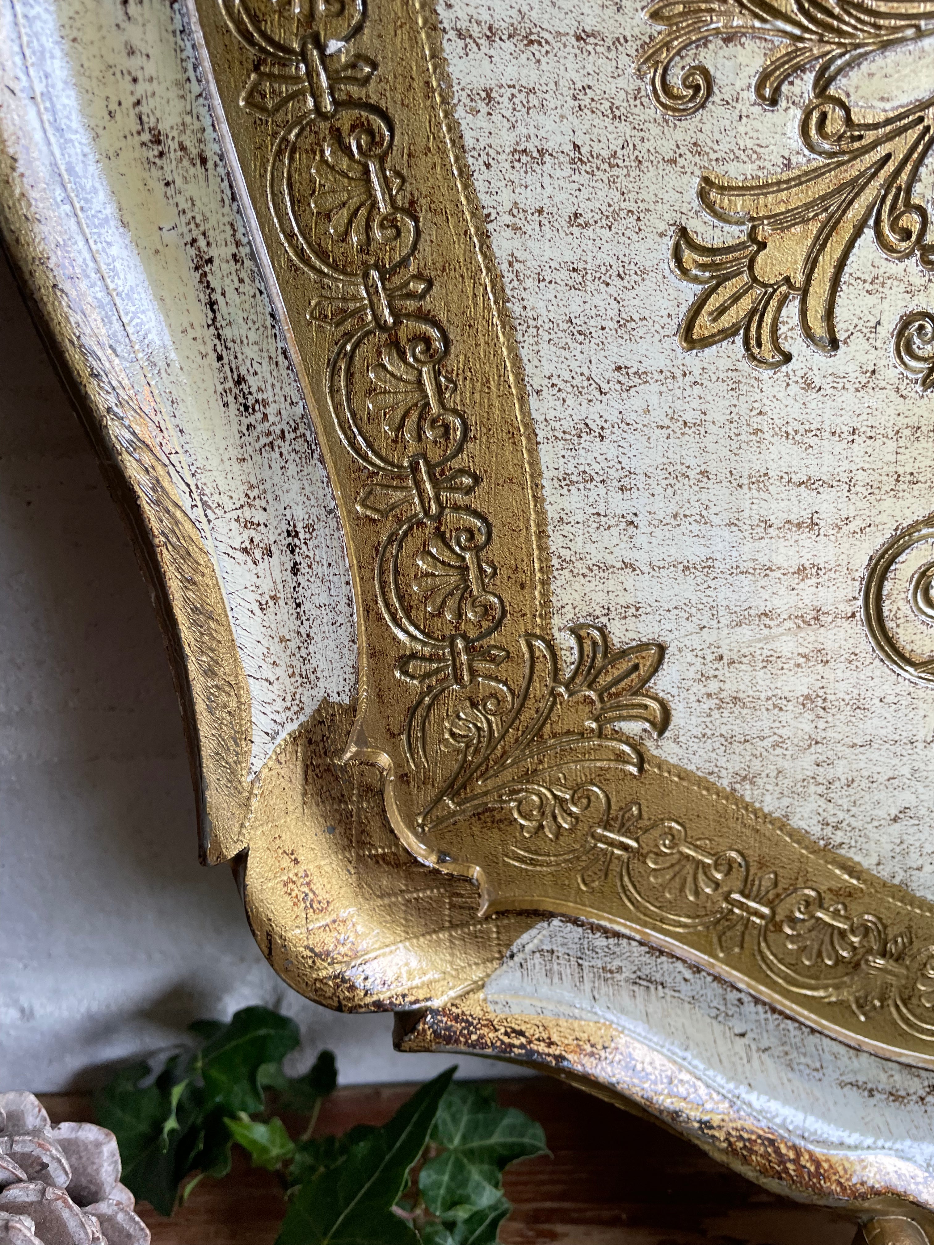 Cream and Gold Oval Florentine Tray