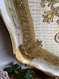 Cream and Gold Oval Florentine Tray