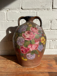 French Hand -Painted Floral Confit Pot