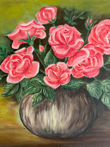 Roses in a Vase: French Floral Signed and Dated