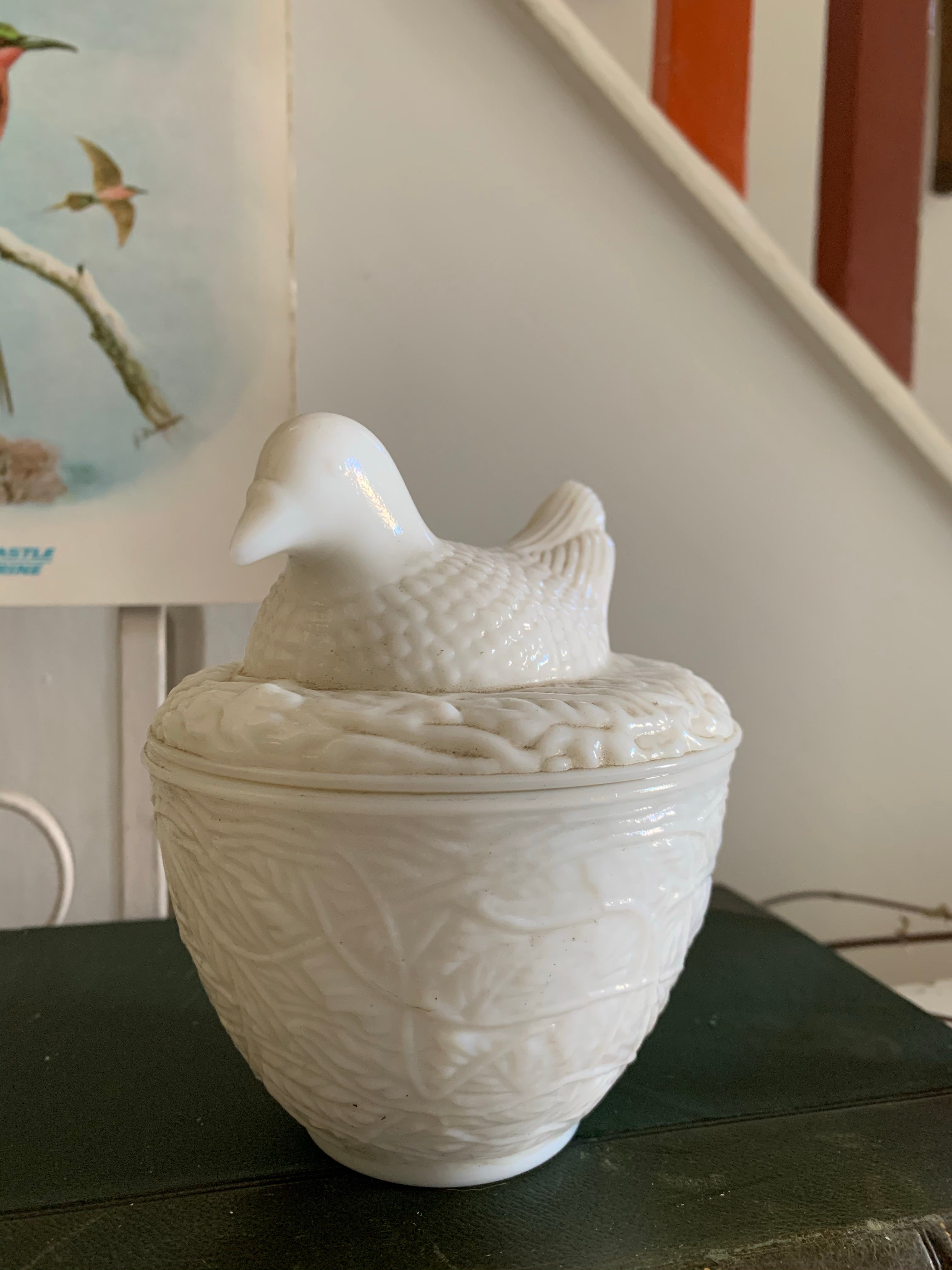 Vintage “Nesting Dove” Milk Glass Trinket Dish