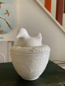 Vintage “Nesting Dove” Milk Glass Trinket Dish