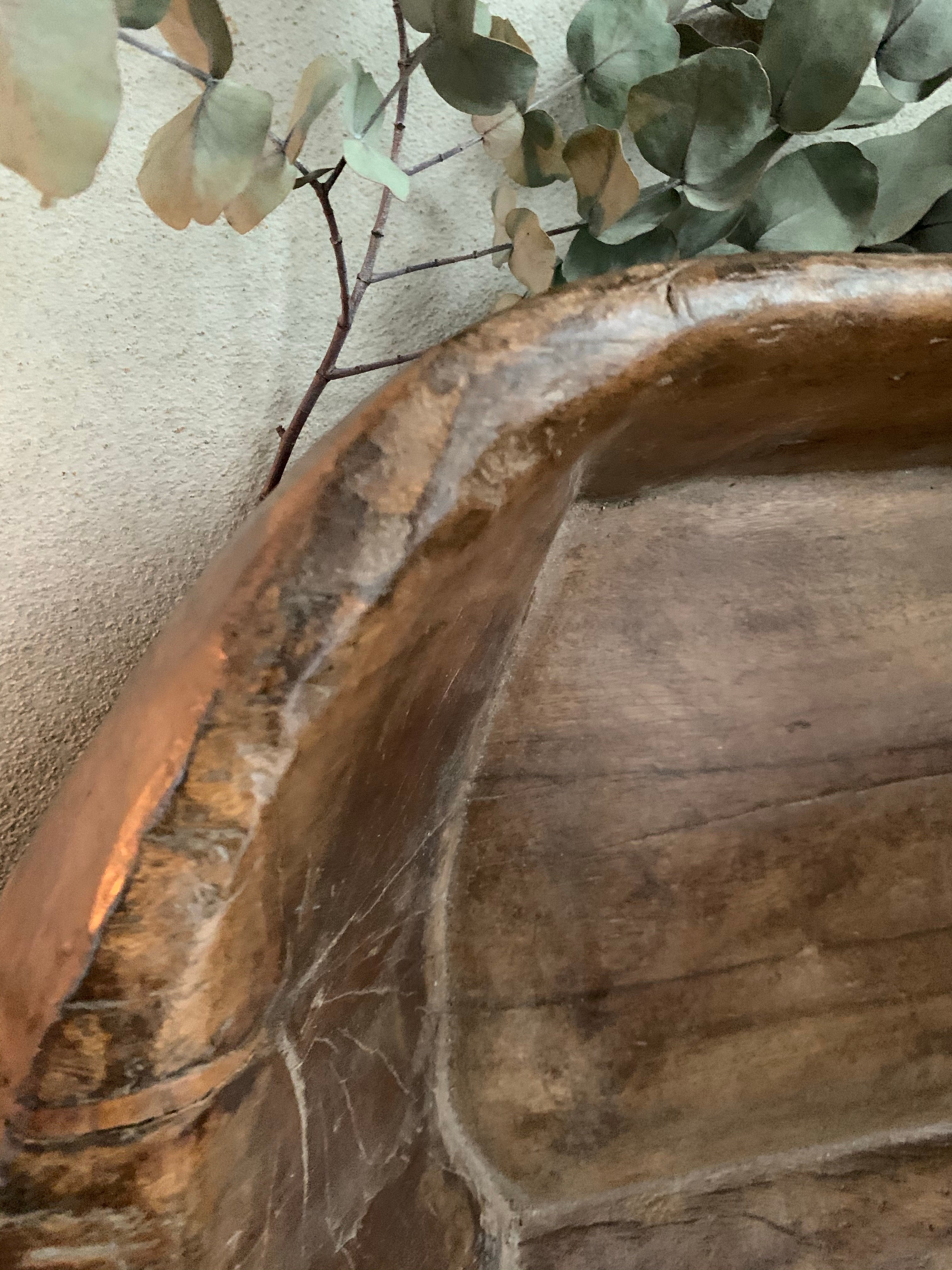 Large Hand-Carved Wooden Bowl