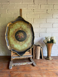 Florentine Tray with black and green florals