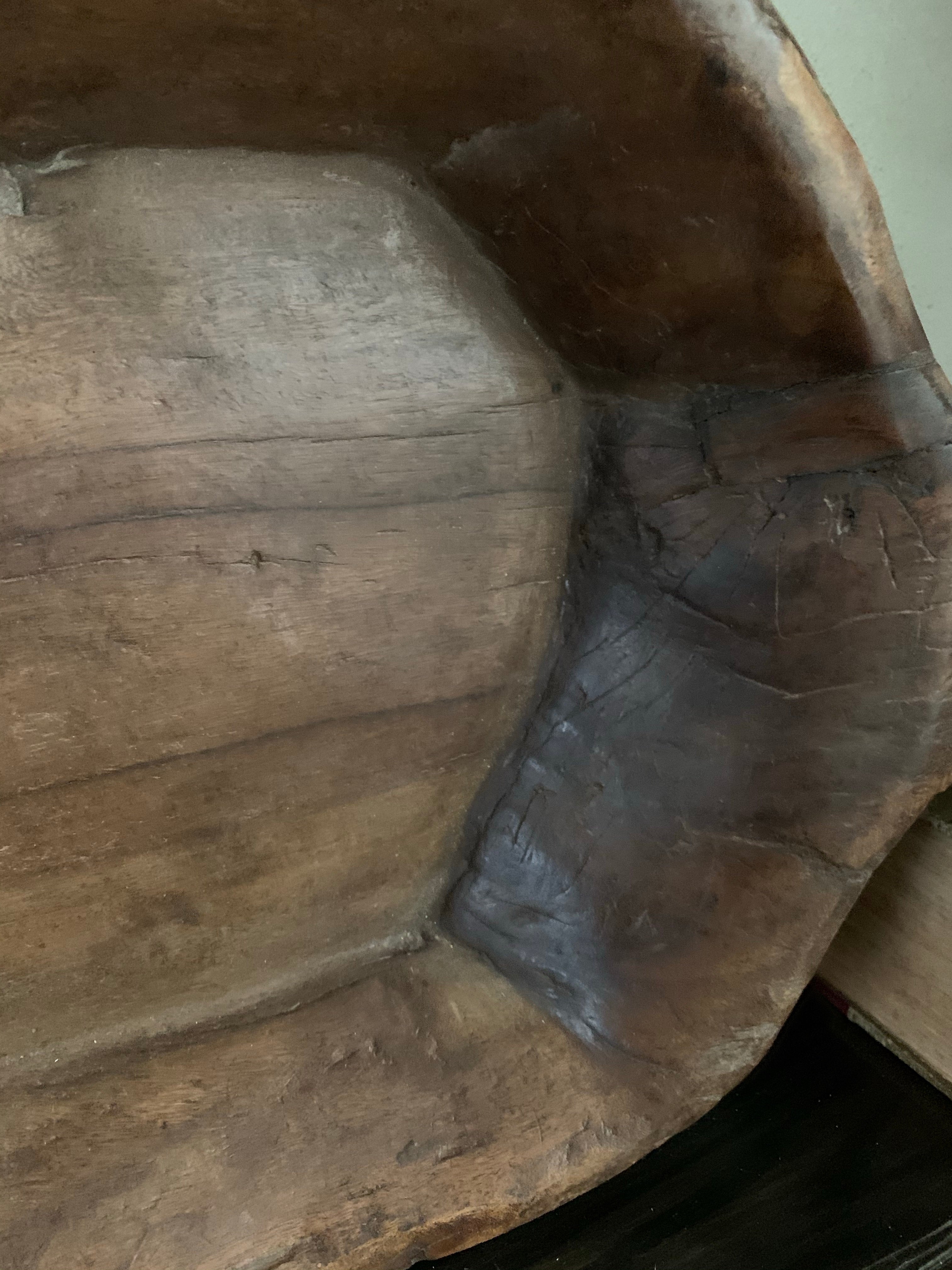 Large Hand-Carved Wooden Bowl
