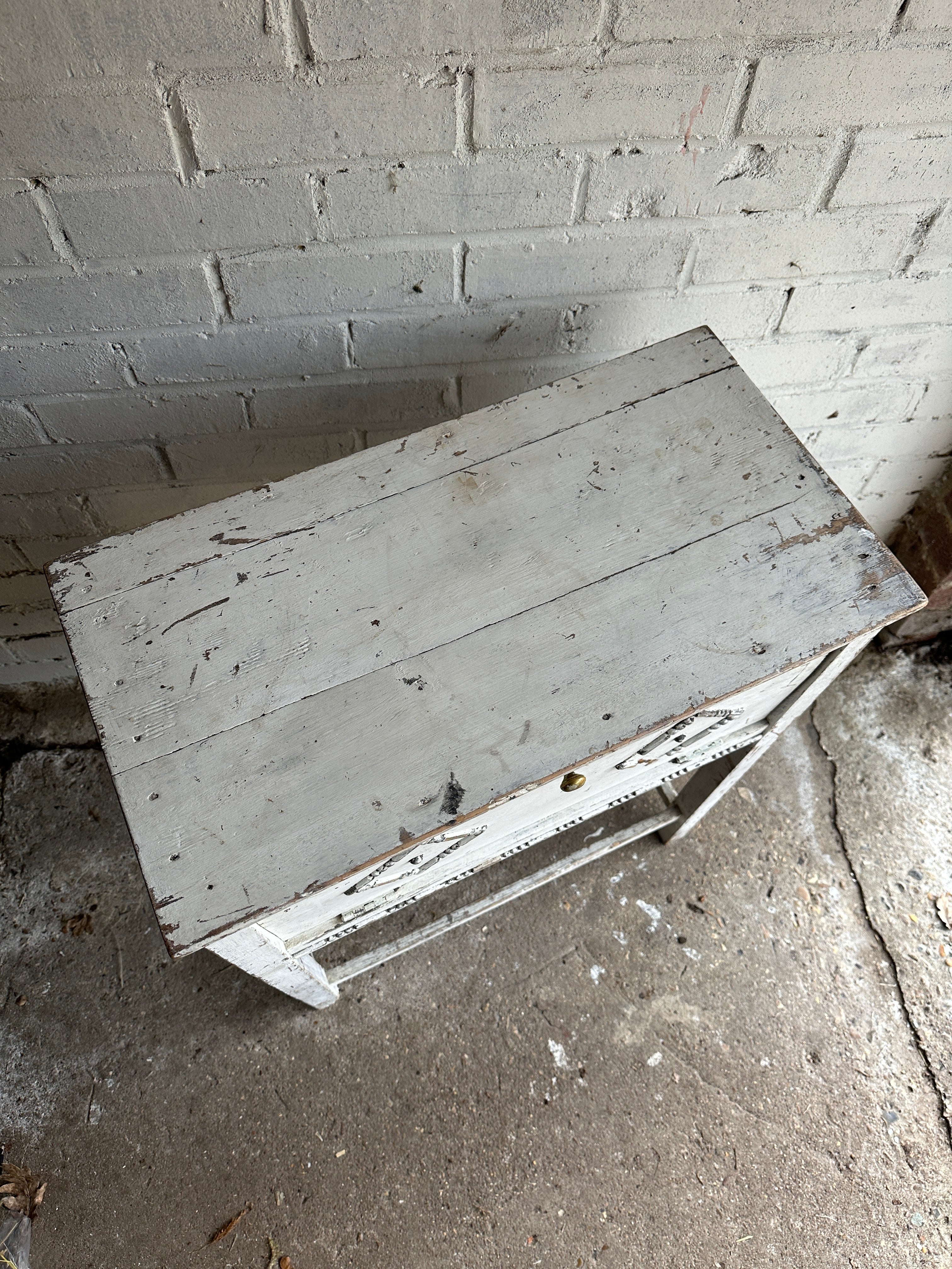 Rustic White Table Cabinet