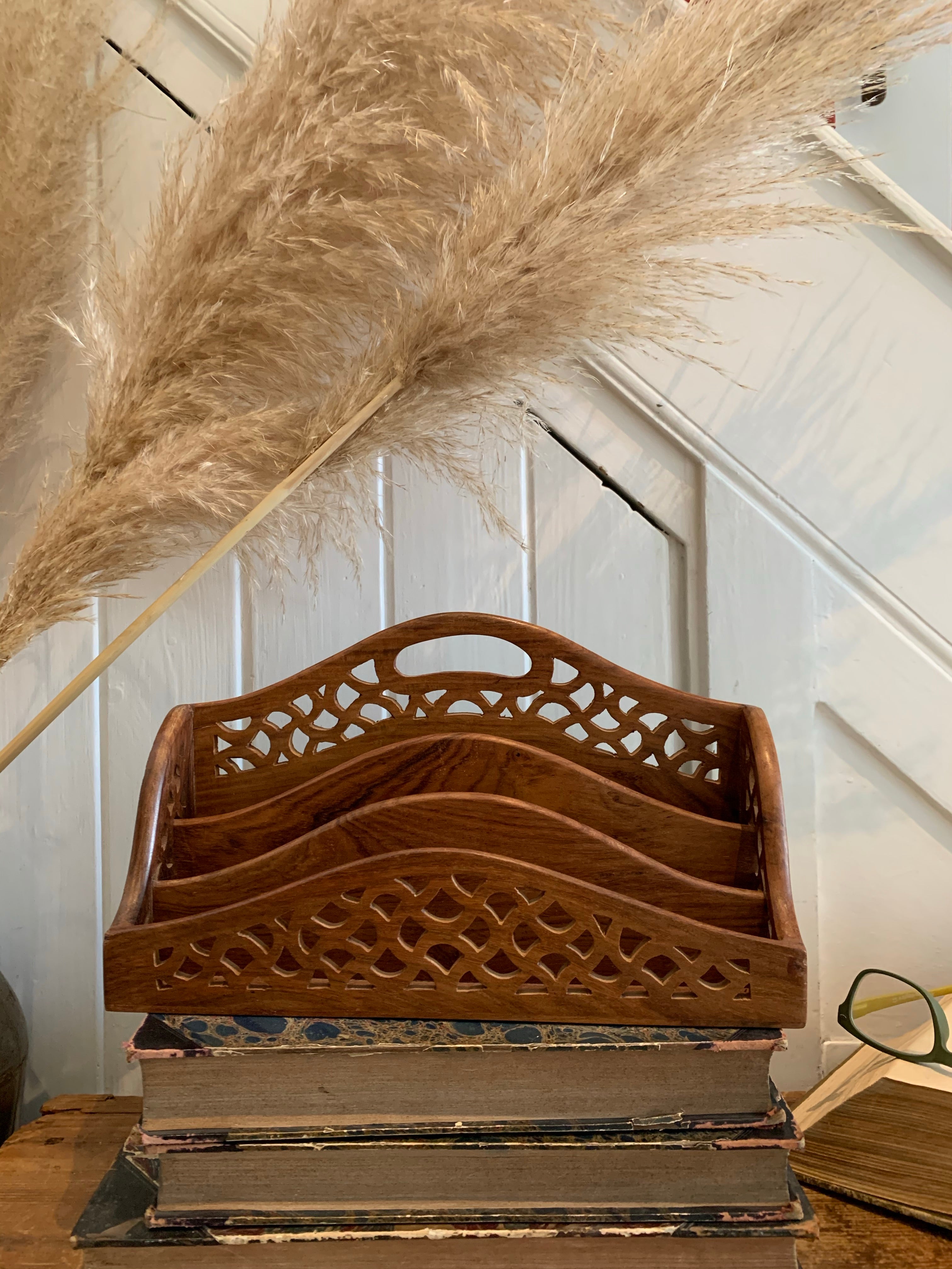 Vintage Letter Rack Vintage letter rack Wood Box Desk storage desk ...