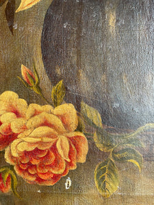 Muted Hues Floral: Antique Oil on Canvas