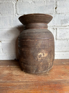 19th Century Tibetan Carved Wooden Curd Pot