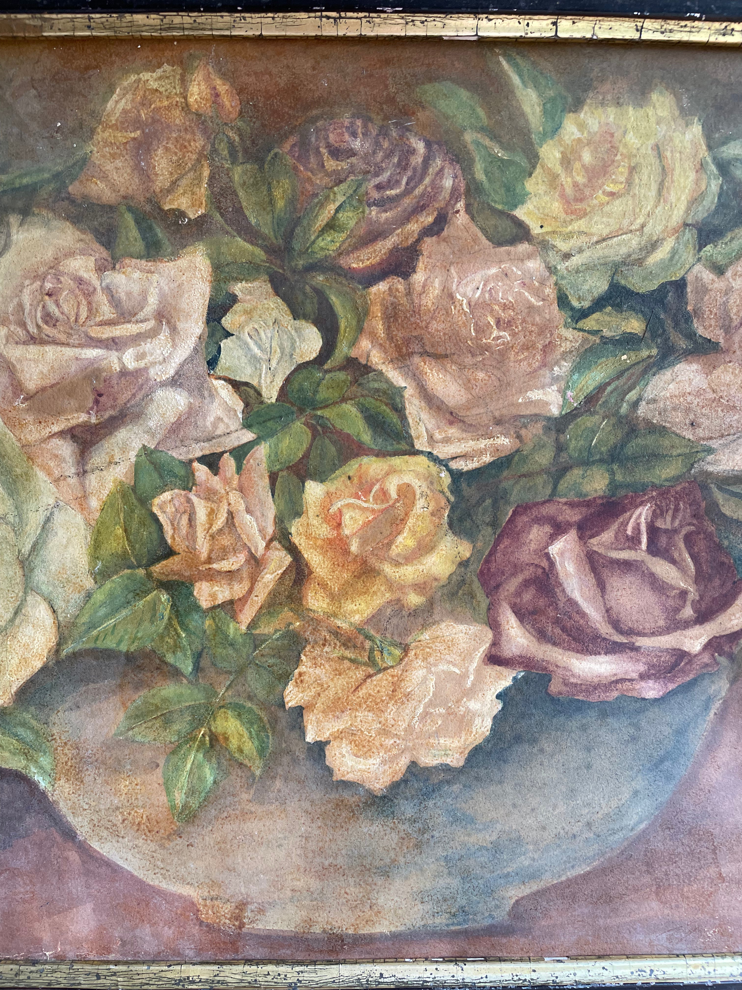 Muted Floral Still Life: Oil on CardBoard