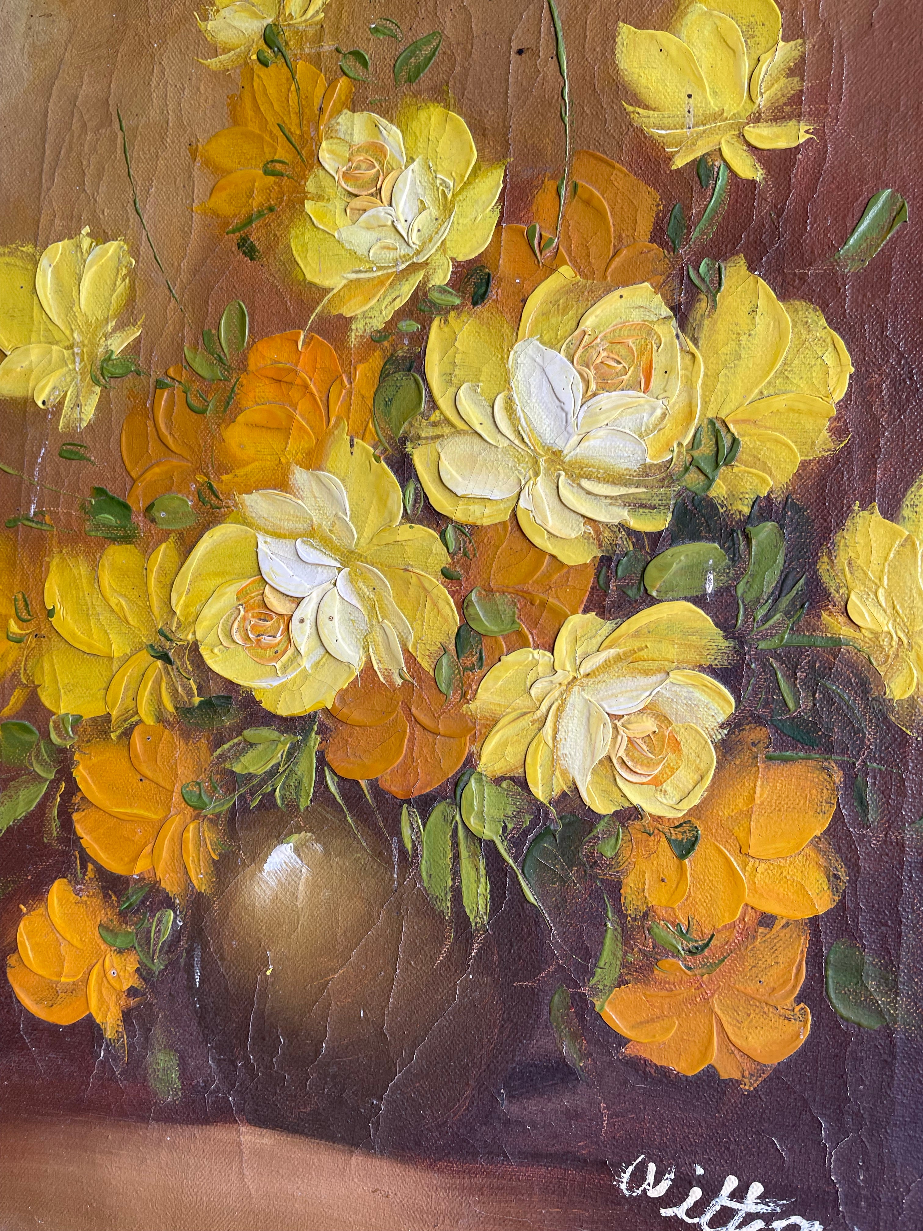 Small Floral Still-Life: oil on canvas signed