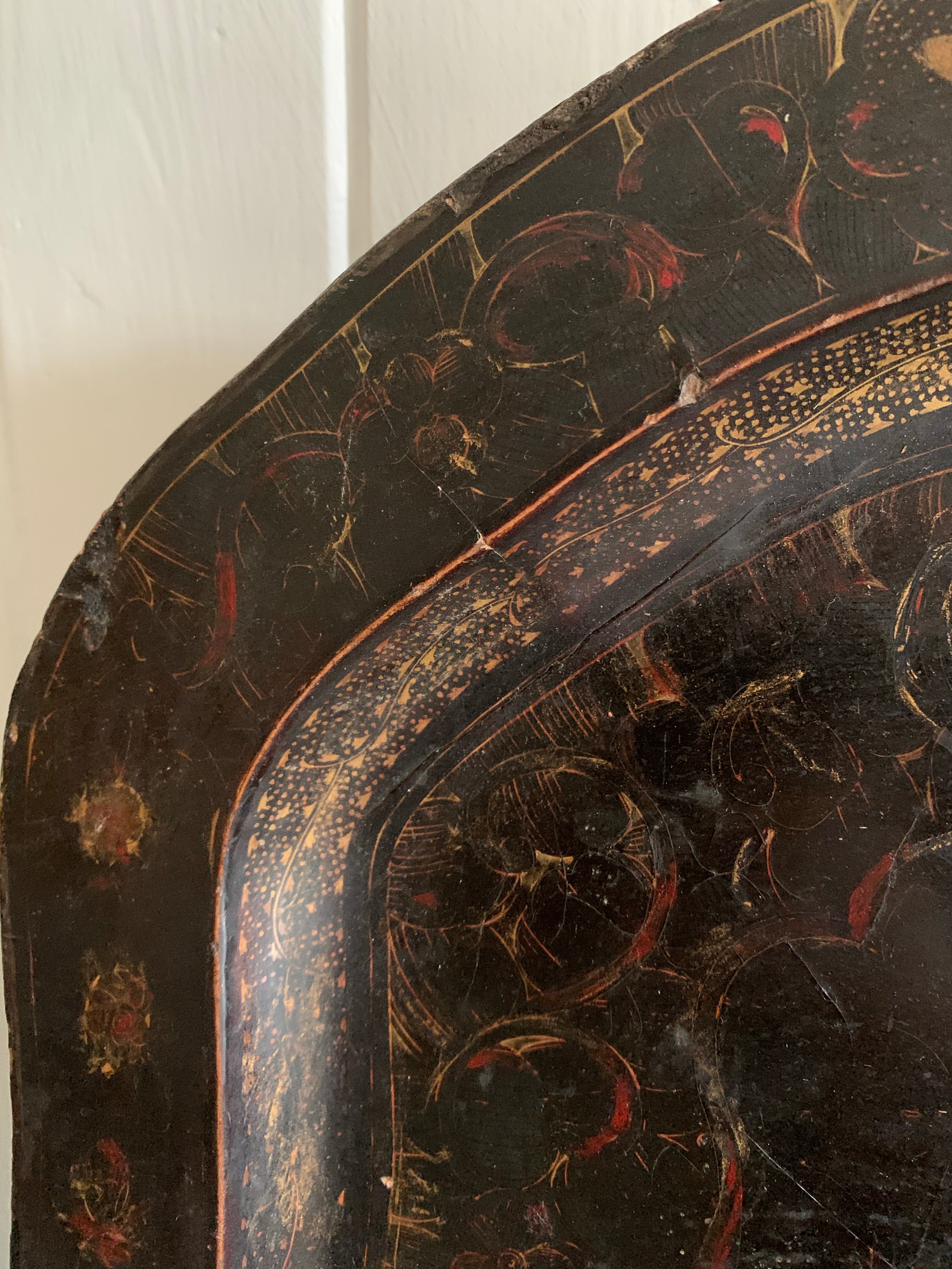 Antique Chinoisserie Papier Mache Tray