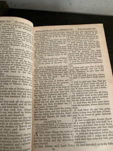19th Century Leather Bible with handwritten detail