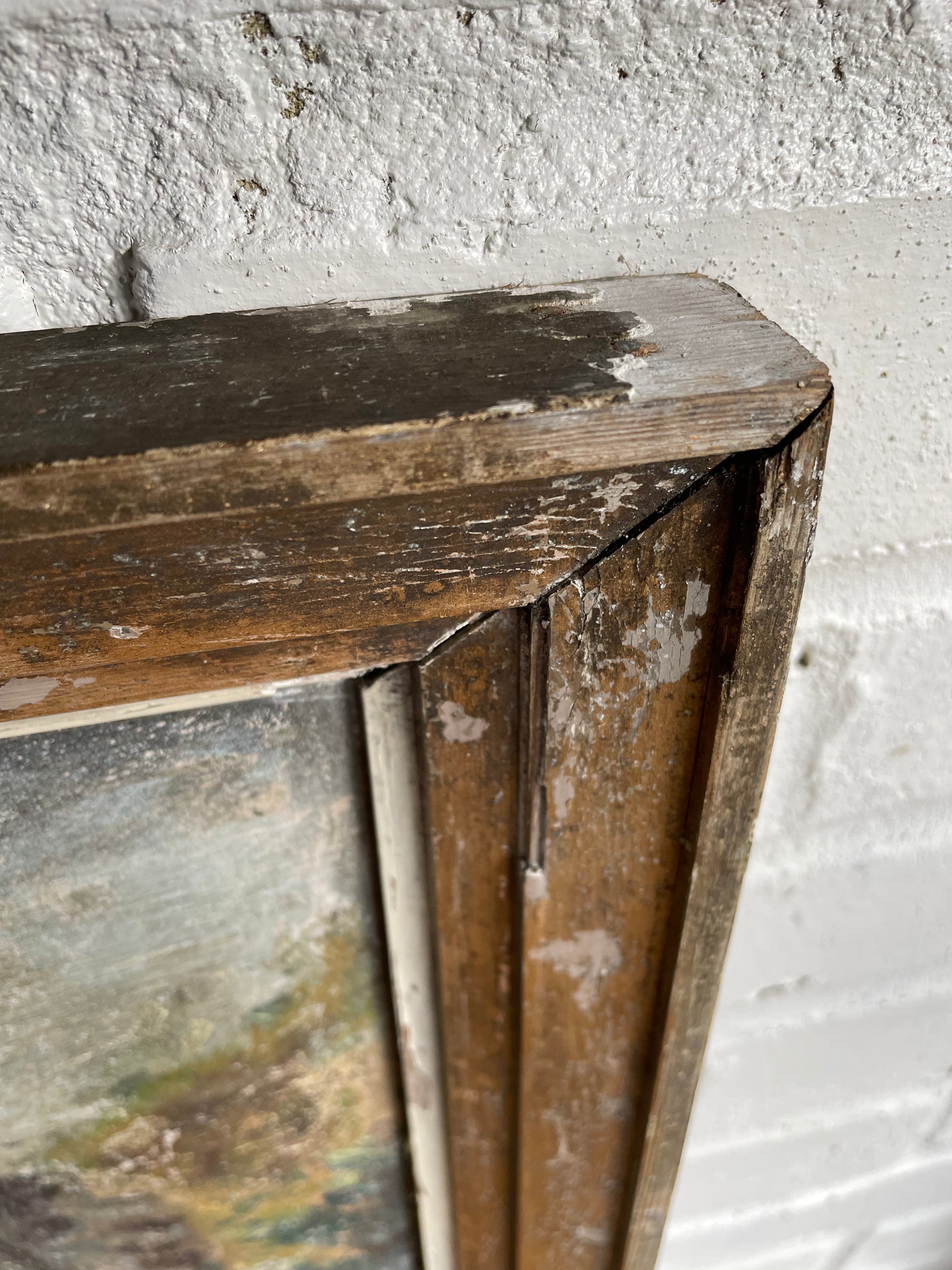 In the Garden: Antique Oil on Wood