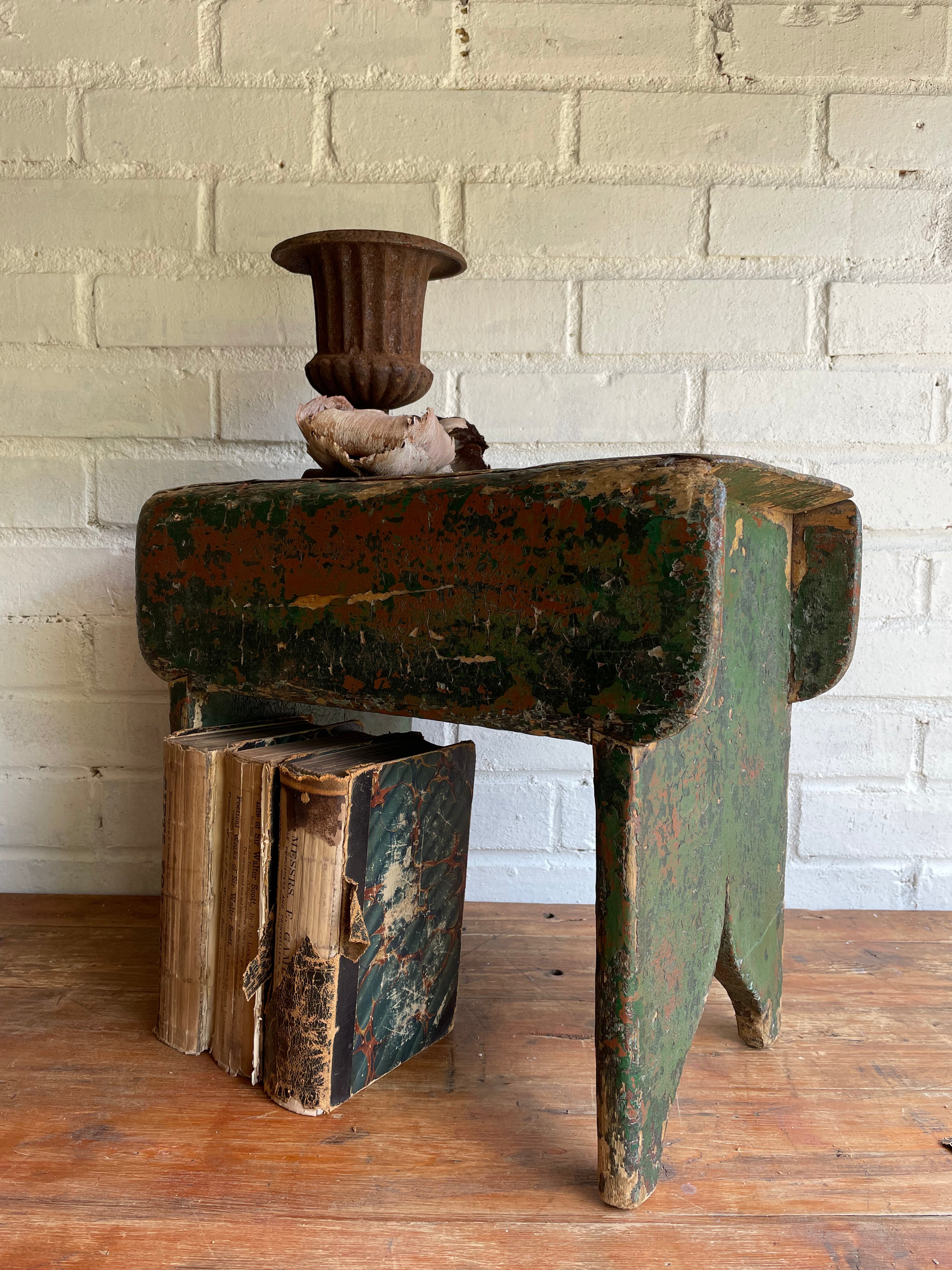 Rustic Green Stool