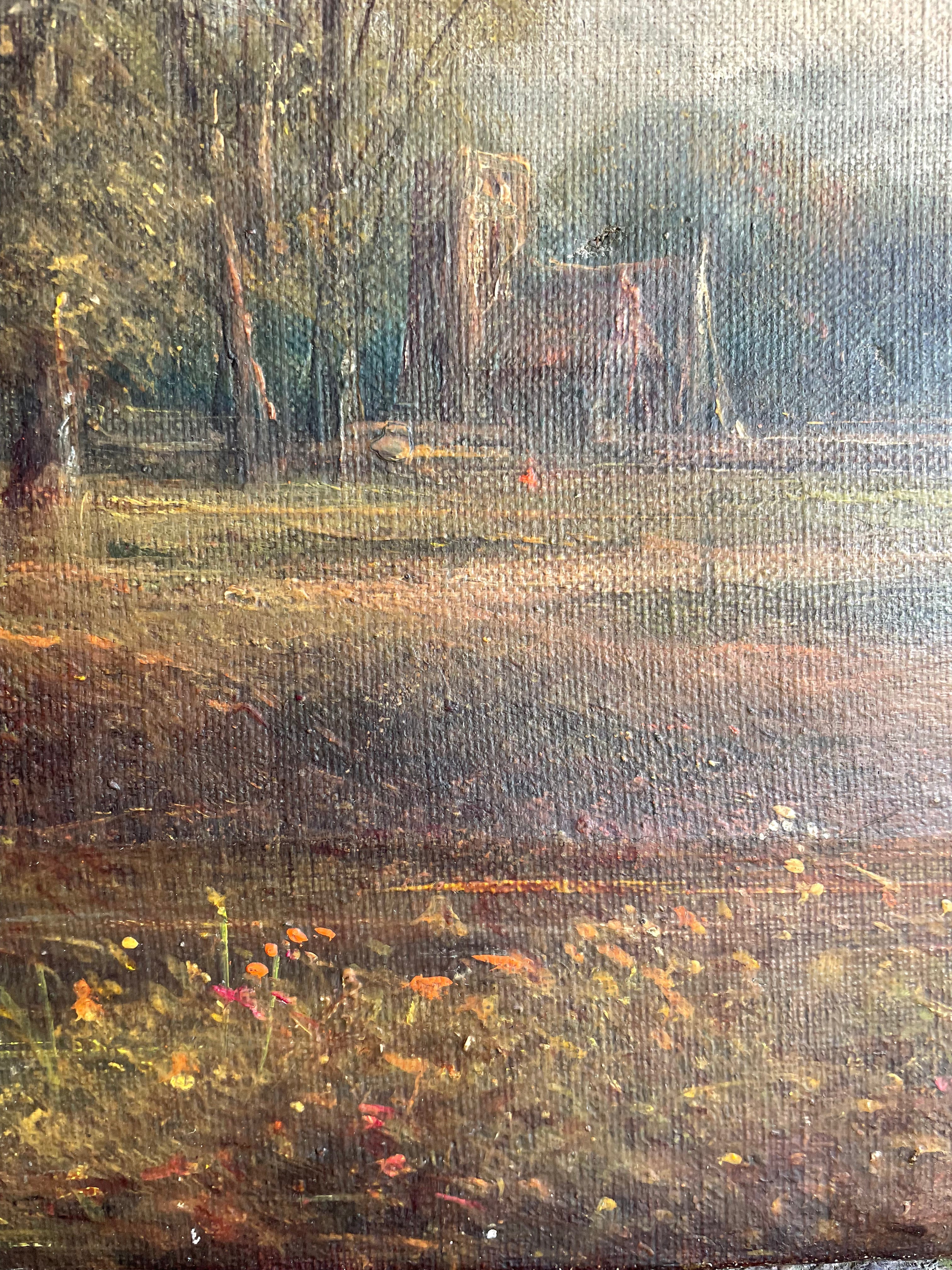 Antique Landscape: Unframed Oil on canvas