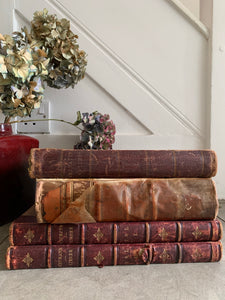 Burgundy Book Bundle with Leather Spines