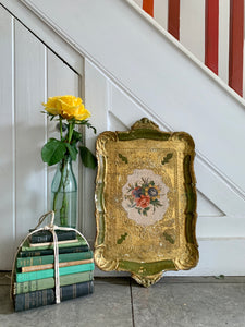 Large Florentine Gilt Tray with Floral Detail