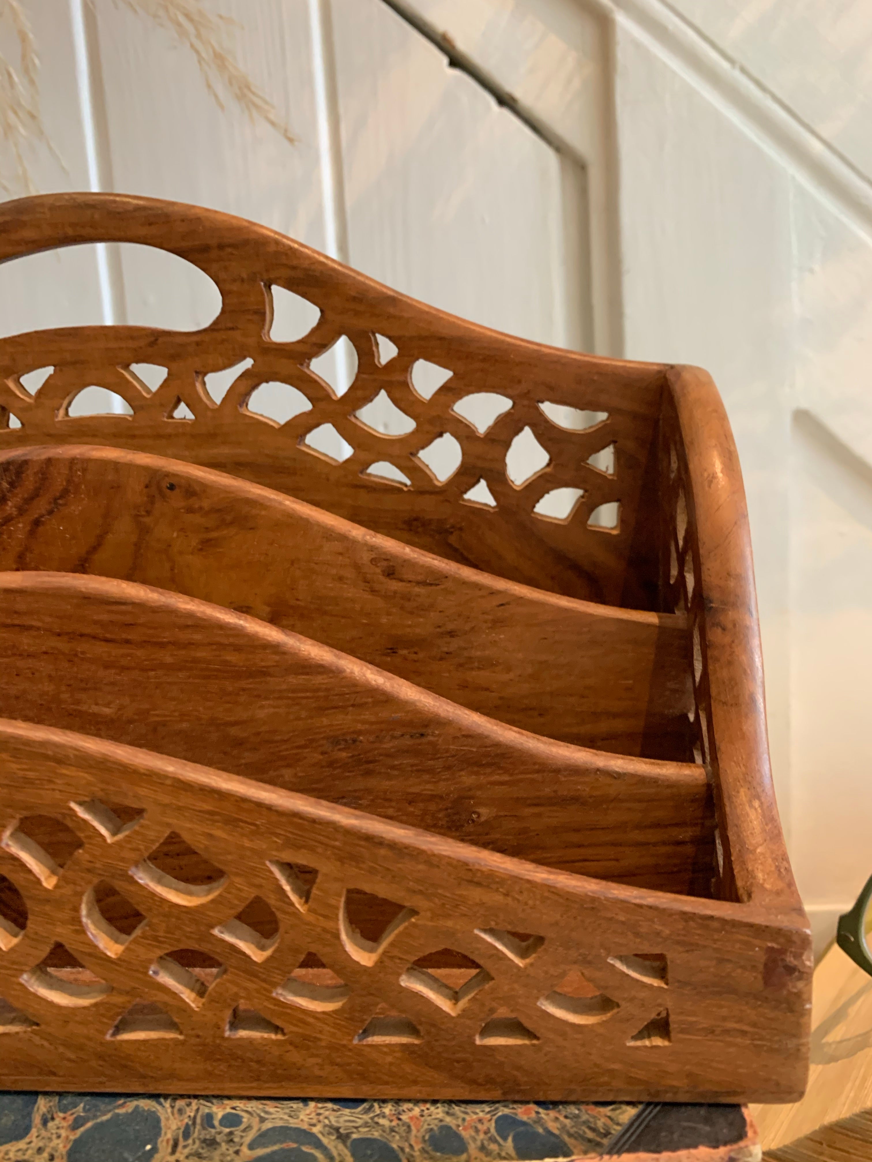 Food Letter Rack Vintage Letter Rack Vintage letter rack Wood Box Desk storage desk ...
