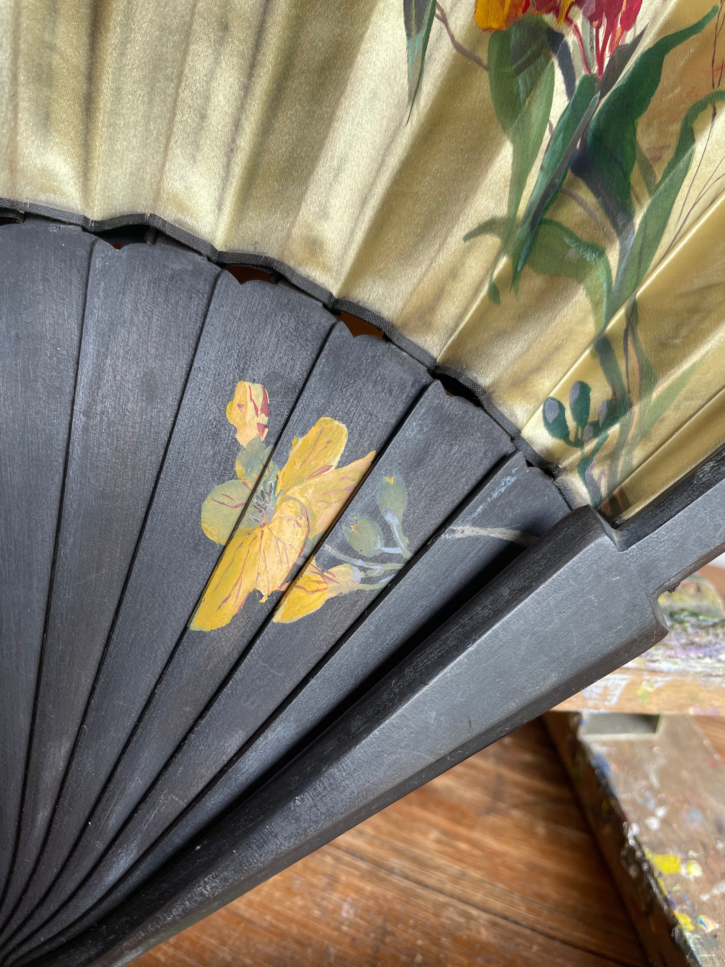 Antique Handpainted Silk Fan
