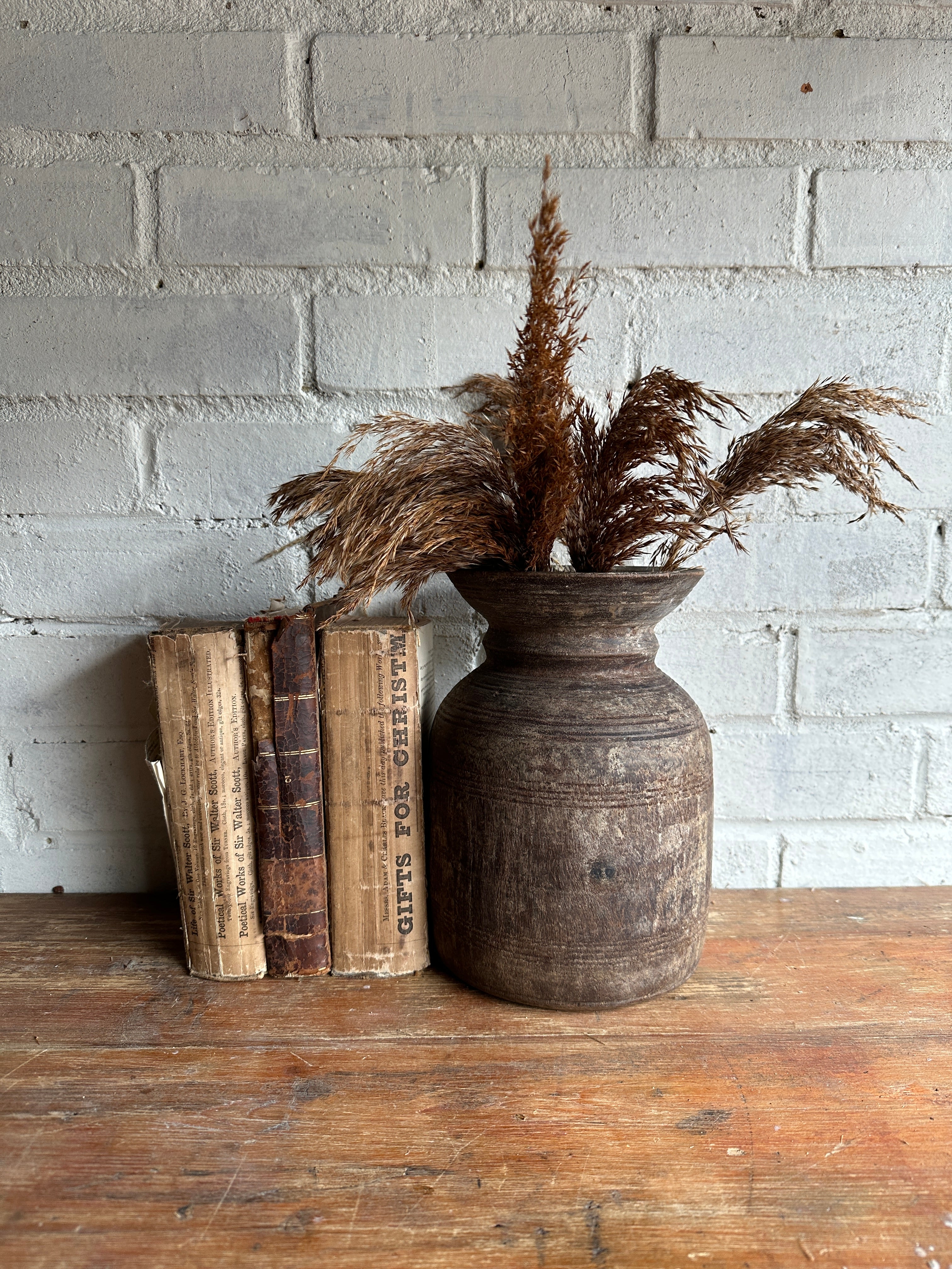 19th Century Tibetan Carved Wooden Curd Pot