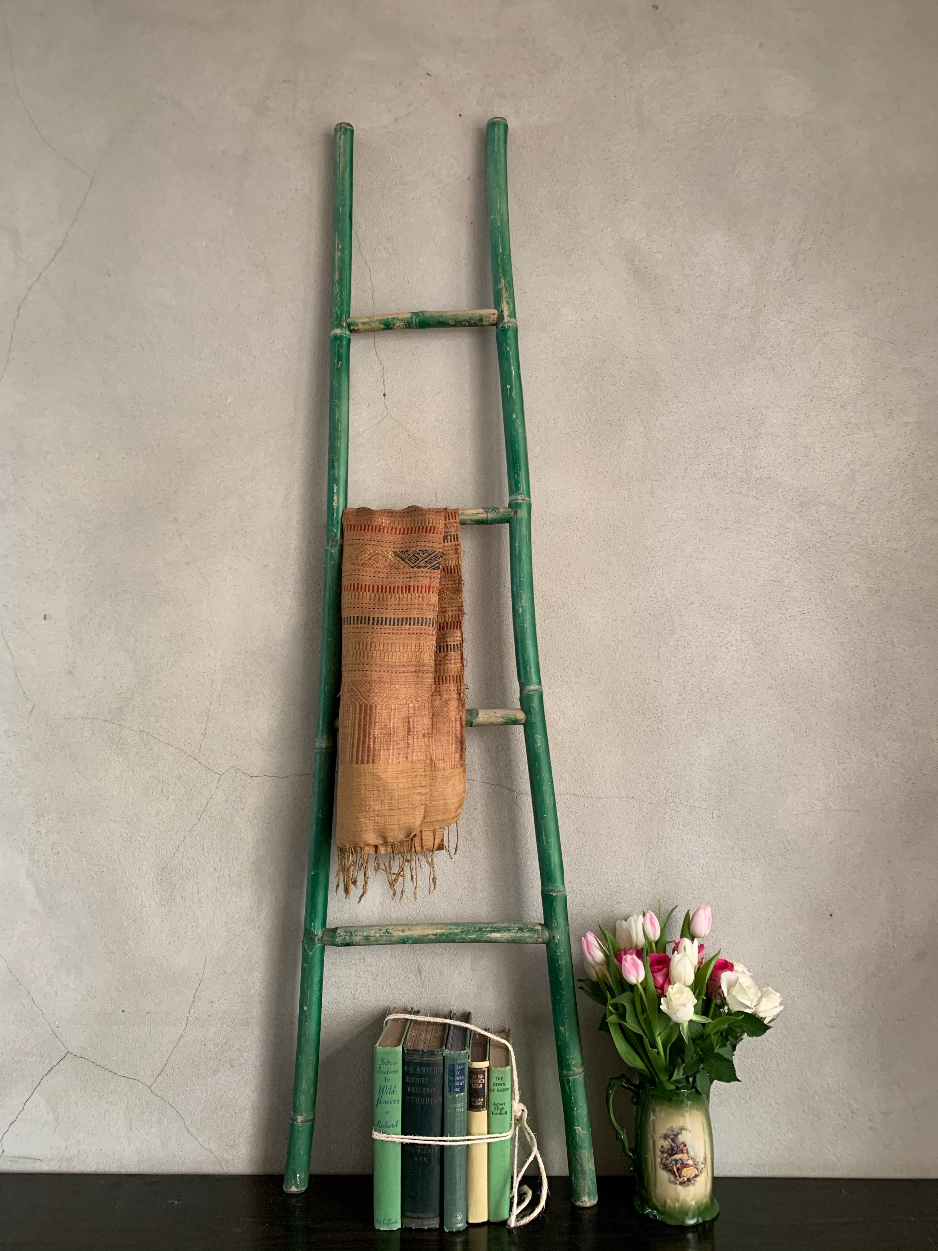 1930s Bamboo Ladder Painted Green