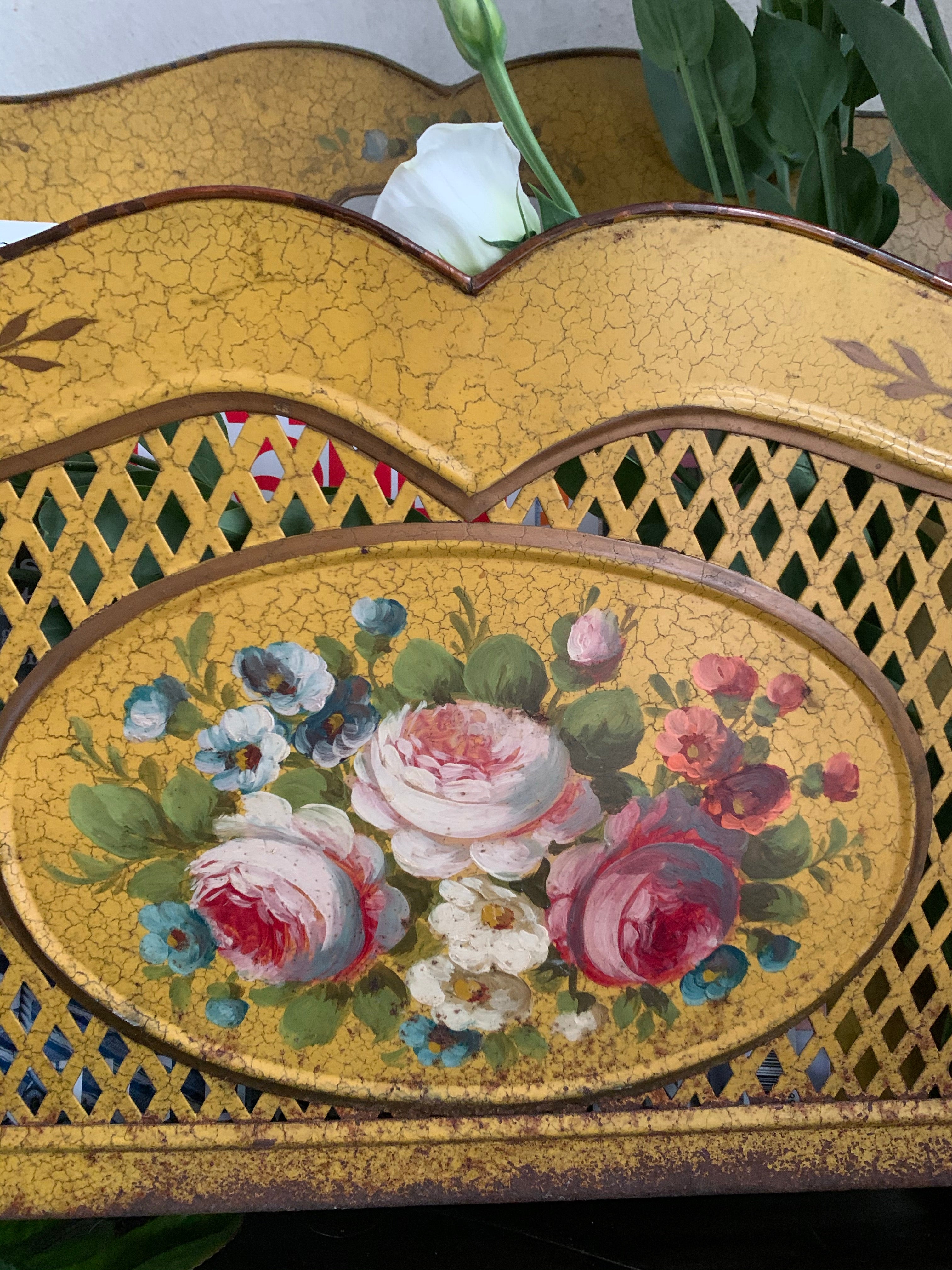 Vintage Toleware Metal Magazine Rack – Reclectic