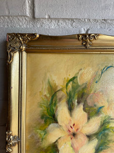 Small Floral: oil on canvas signed in a gilt frame